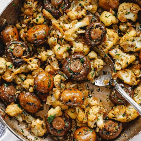 Garlic Mushrooms Cauliflower Skillet Image