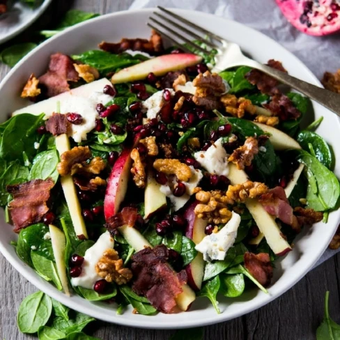 A Winter Salad - Spinach, Apple, Gorgonzola And Candied Walnuts Image