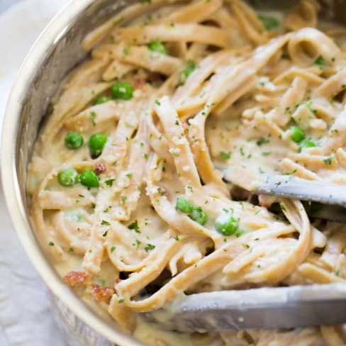 Lightened Up Whole Wheat Fettuccine Alfredo Image