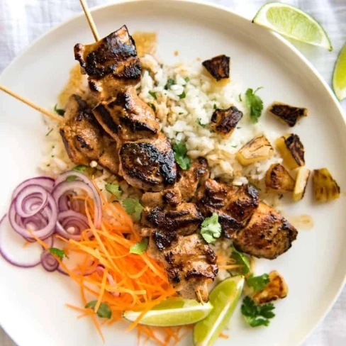 Pineapple Coconut Hawaiian Chicken Skewers Image