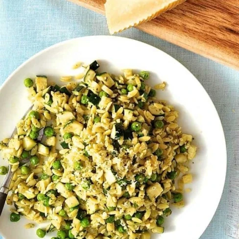 Pea, Zucchini and Pesto Orzo (Risoni) Image