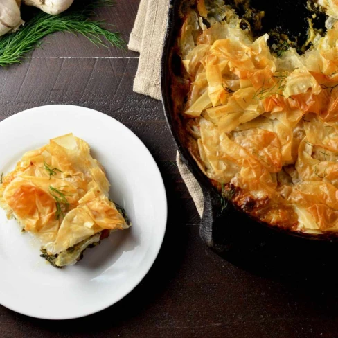 Creamy Garlic Chicken Spanakopita Skillet Recipe Image