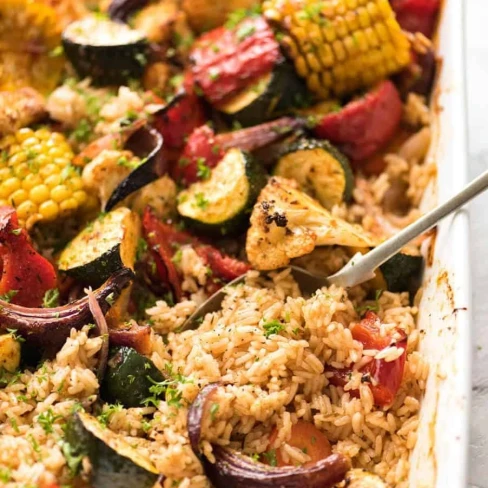 Oven Baked Rice and Vegetables Image