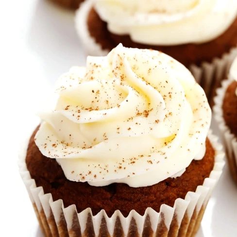 Pumpkin Cupcakes With Cream Cheese Frosting Image