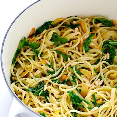 Linguini with Arugula, Garlic &amp; Parmesan Image