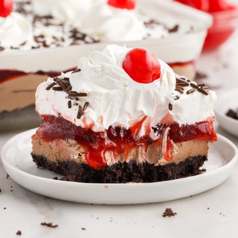 No Bake Chocolate Cherry Dessert Lush Image