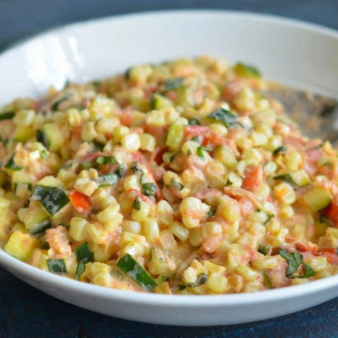 Corn, Zucchini &amp; Tomatoes with Goat Cheese Image