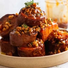 Fondant Slow-Roasted Sweet Potatoes - with Maple Butter Pecans Recipe Page