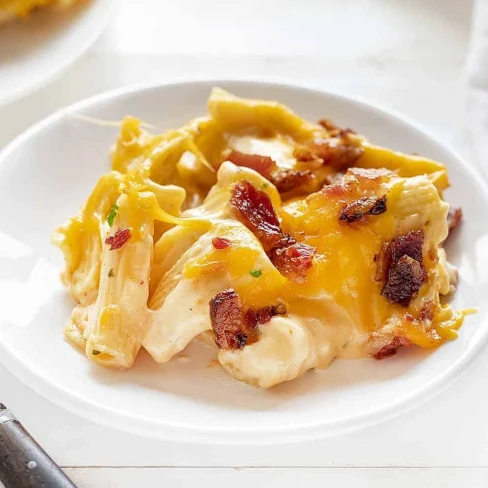 Cheesy Bacon Chicken Rigatoni Bake Image