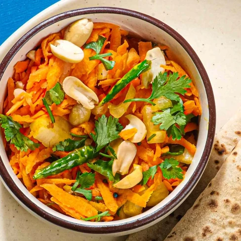 Gajarachi Koshimbir (Carrot Salad With Mustard Seeds And Curry Leaves) Image