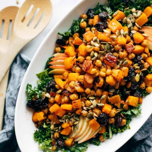 Squash Salad With Kale And Roasted Garlic Dressing Image