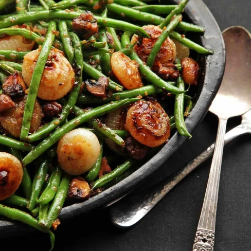 Sautéed Green Beans With Mushrooms and Caramelized Cipollini Onions | The Food Lab Image