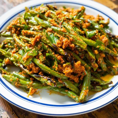 &quot;Dry-Fried&quot; Green Beans With Romesco Sauce Recipe Image