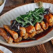 Ginger Pork Rolls with Eggplant Recipe Page