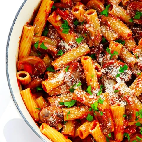 Rigatoni with Mushrooms, Rosemary and Parmesan Image