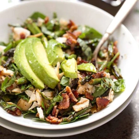 Chicken Bacon Avocado Salad With Roasted Asparagus Image