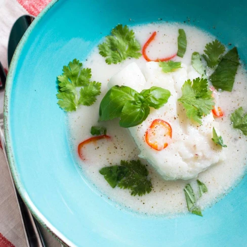 Cod à la Nage (Poached in Broth) With Coconut Milk, Lime, and Lemongrass Image