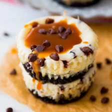 Salted Caramel Chocolate Chip Cheesecakes Recipe Page