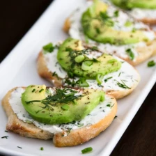 Canapes with Garlic Herb Cream Cheese and Avocado Recipe Page