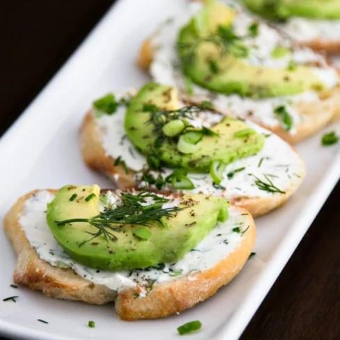 Canapes with Garlic Herb Cream Cheese and Avocado Image