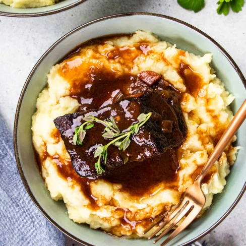 Red Wine Braised Short Ribs In Dutch Oven Image