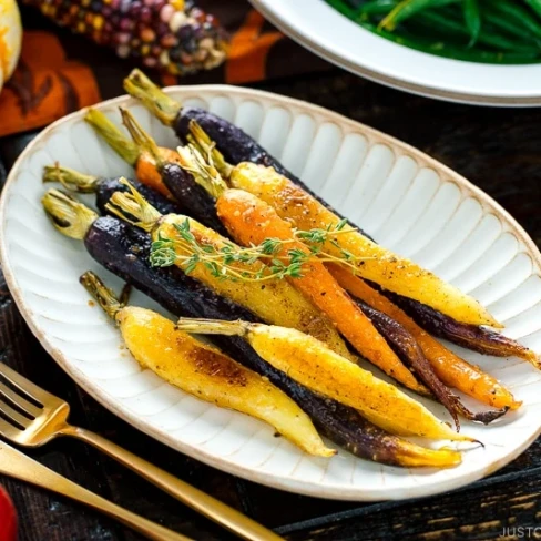 Maple and Miso Glazed Roasted Carrots Image