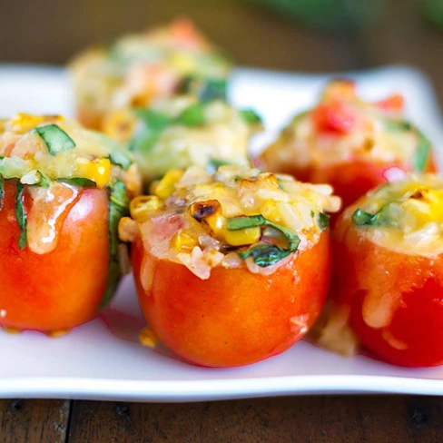 Roasted Corn And Basil Stuffed Tomatoes Image