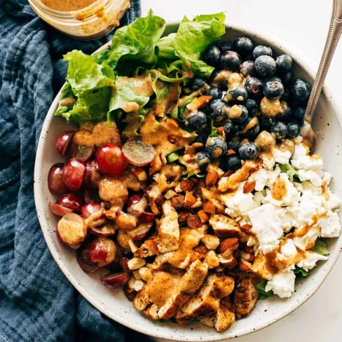 Rainbow Chicken Salad with Almond Honey Mustard Dressing Image