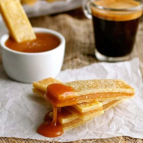 Baked Apple Pie Fries with Salted Caramel Dipping Sauce Image