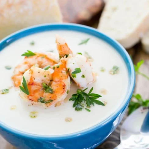 Creamy Cauliflower and Potato Soup with Shrimp Image