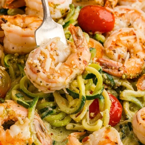 Pesto Zucchini Noodles with Shrimp Image