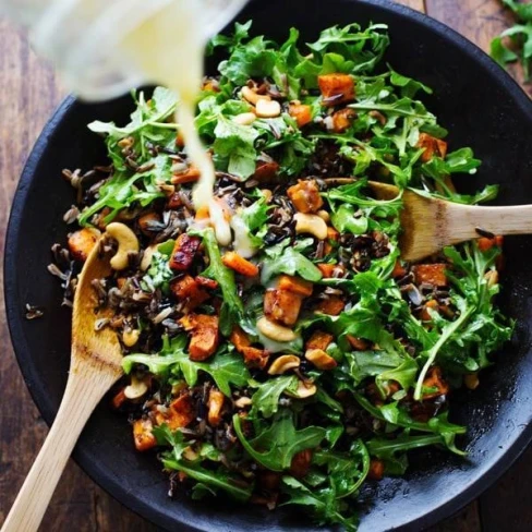 Roasted Sweet Potato, Wild Rice, and Arugula Salad Image