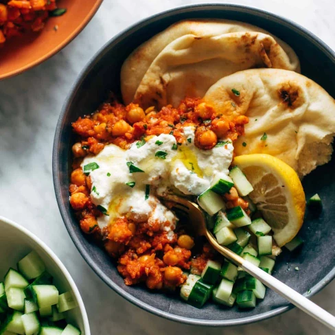 Harissa Chickpeas With Whipped Feta Image