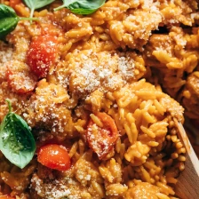 Creamy Baked Orzo with Meatballs Recipe Page