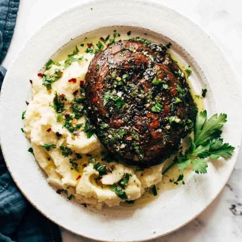 Grilled Chimichurri Portobellos with Goat Cheese Mashed Potatoes Image