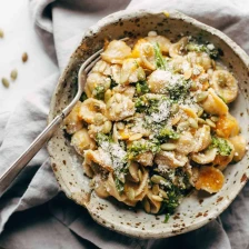 Creamy Parmesan Orecchiette with Butternut Squash and Broccolini Recipe Page