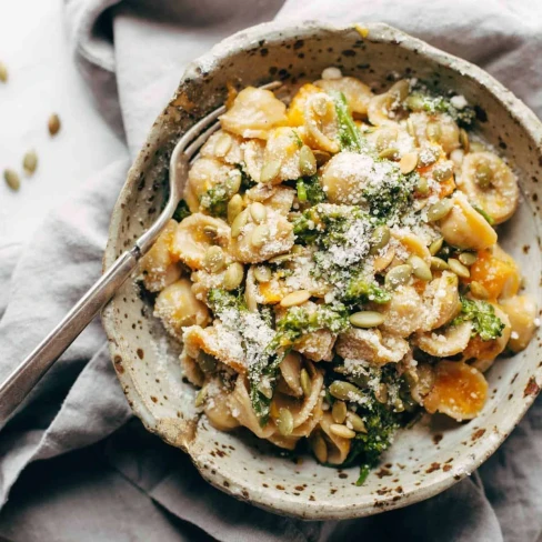 Creamy Parmesan Orecchiette with Butternut Squash and Broccolini Image