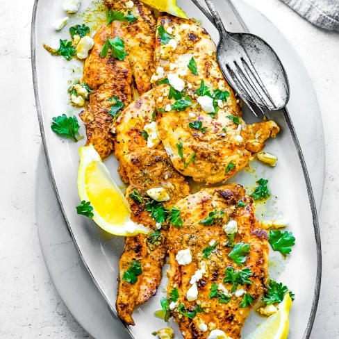 Greek Chicken With Lemon And Feta Image