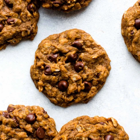 Chewy Pumpkin Oatmeal Chocolate Chip Cookies Image