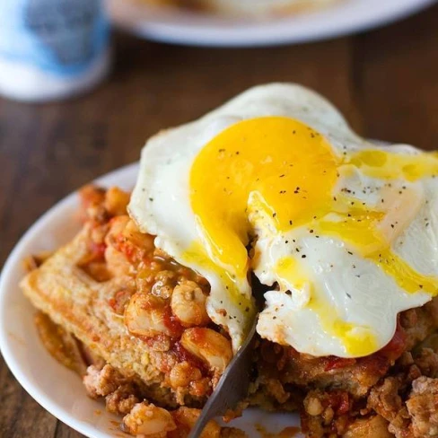 Chili And Cornbread Waffle Stacks Image