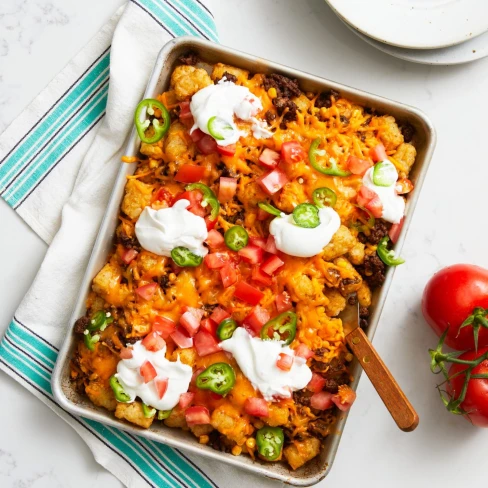 Sheet Pan Beef Totchos (Tater Tot Nachos) Image