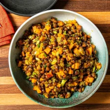 Warm Pigeon Pea Salad With Roasted Butternut Squash and Spiced Onions Recipe Page