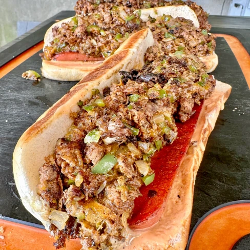 Cheesesteak Loaded Hotdogs Image