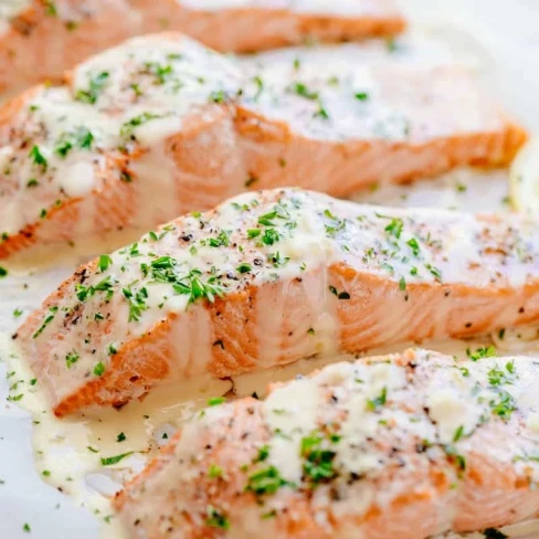 Oven Baked Salmon with Lemon Cream Sauce Image