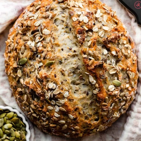 No Knead Seeded Oat Bread Image