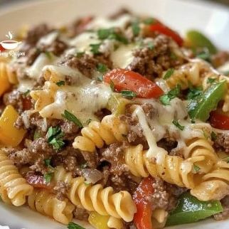 Crockpot Philly Cheesesteak Pasta Casserole Image