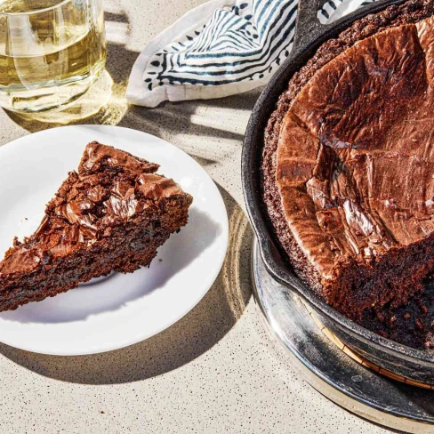 Grill-Baked Smoked Ancho Chile Skillet Brownie  Image