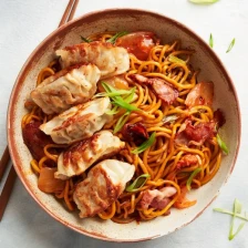 Bacon-fried Dumplings &amp; Kimchi Noodles | Marion&#039;s Kitchen Recipe Page