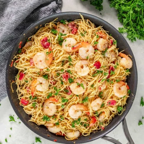 Easy Creamy Tomato Shrimp Angel Hair Pasta Image