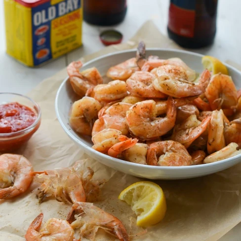 Peel-and-Eat Boiled Shrimp with Cocktail Sauce Image